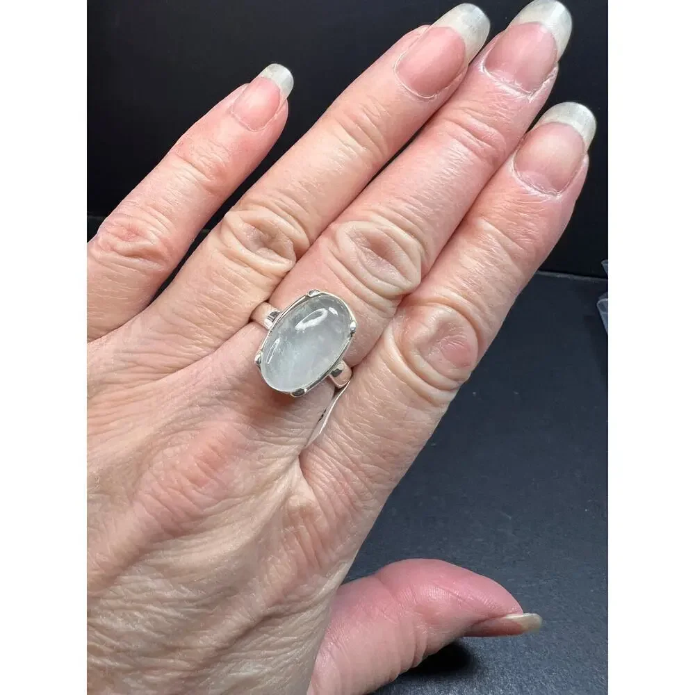 NEW Chatoyant aquamarine sterling silver ring size 8